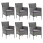 Preview: 7-tlg. Garten-Essgruppe mit Kissen Poly Rattan Grau