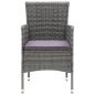 Preview: 7-tlg. Garten-Essgruppe mit Kissen Poly Rattan Grau