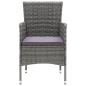 Preview: 9-tlg. Garten-Essgruppe mit Kissen Poly Rattan Grau