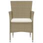 Preview: 7-tlg. Garten-Essgruppe mit Kissen Poly Rattan Beige