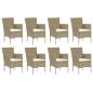 Preview: 9-tlg. Garten-Essgruppe mit Kissen Poly Rattan Beige