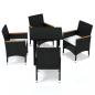 Preview: 5-tlg. Garten-Essgruppe mit Kissen Poly Rattan Schwarz