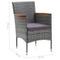 Preview: 5-tlg. Garten-Essgruppe mit Kissen Poly Rattan Grau