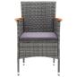 Preview: 7-tlg. Garten-Essgruppe mit Kissen Poly Rattan Grau