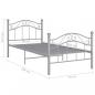 Preview: Bett Grau Metall 90x200 cm