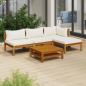 Preview: ARDEBO.de - 5-tlg. Garten-Lounge-Set mit Creme Kissen Massivholz Akazie