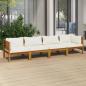 Preview: ARDEBO.de - 4-Sitzer-Gartensofa mit Creme Kissen Massivholz Akazie