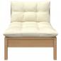 Preview: Garten-Mittelsofa mit Kissen in Honigbraun Massivholz Kiefer