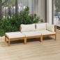 Preview: ARDEBO.de - 3-tlg. Garten-Lounge-Set mit Creme Kissen Massivholz Akazie