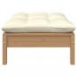 Preview: Gartenhocker mit Creme Kissen Honigbraun Massivholz Kiefer