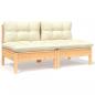 Preview: ARDEBO.de - Gartensofa 2-Sitzer mit Kissen in Creme Massivholz Kiefer