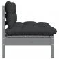 Preview: Garten-Mittelsofa mit Anthrazit Kissen Grau Massivholz Kiefer