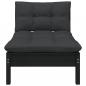 Preview: ARDEBO.de - Garten-Mittelsofa mit Kissen Schwarz Massivholz Kiefer