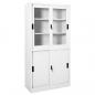 Preview: ARDEBO.de - Büroschrank mit Schiebetüren Weiß 90x40x180 cm Stahl 
