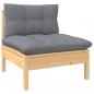 Preview: ARDEBO.de - Garten-Mittelsofa mit Grauen Kissen Massivholz Kiefer