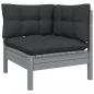 Preview: 2-Sitzer-Gartensofa mit Kissen Grau Massivholz Kiefer