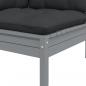 Preview: 2-Sitzer-Gartensofa mit Kissen Grau Massivholz Kiefer