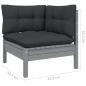 Preview: 2-Sitzer-Gartensofa mit Kissen Grau Massivholz Kiefer