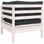 Preview: 3-tlg. Garten-Lounge-Set mit Kissen in Weiß Kiefer Massivholz