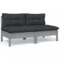 Preview: ARDEBO.de - 2-Sitzer-Gartensofa mit Kissen Grau Massivholz Kiefer