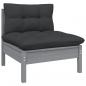 Preview: 2-Sitzer-Gartensofa mit Kissen Grau Massivholz Kiefer