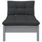 Preview: 2-Sitzer-Gartensofa mit Kissen Grau Massivholz Kiefer