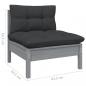 Preview: 2-Sitzer-Gartensofa mit Kissen Grau Massivholz Kiefer