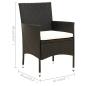 Preview: 5-tlg. Garten-Essgruppe mit Kissen Poly Rattan Schwarz