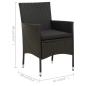 Preview: 7-tlg. Garten-Essgruppe mit Auflagen Poly Rattan Schwarz