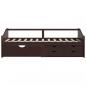 Preview: Tagesbett 3-Sitzer Schubladen Dunkelbraun Kiefernholz 90x200 cm