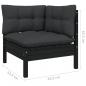 Preview: 3-tlg. Garten-Lounge-Set mit Kissen Schwarz Kiefer Massivholz