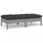 Preview: ARDEBO.de - 2-Sitzer-Gartensofa mit Kissen Grau Massivholz Kiefer
