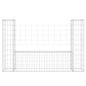 Preview: Gabionenkorb U-Form mit 2 Säulen Eisen 140x20x100 cm