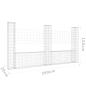 Preview: Gabionenkorb U-Form mit 3 Säulen Eisen 260x20x150 cm