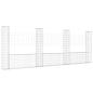 Preview: Gabionenkorb U-Form mit 4 Säulen Eisen 380x20x150 cm