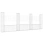 Preview: Gabionenkorb U-Form mit 4 Säulen Eisen 380x20x150 cm