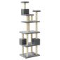 Preview: Kratzbaum mit Sisal-Kratzsäulen Hellgrau 188 cm