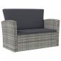 Preview: 8-tlg. Garten-Lounge-Set mit Kissen Poly Rattan Grau
