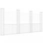 Preview: Gabionenkorb U-Form mit 4 Säulen Eisen 380x20x200 cm