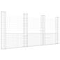Preview: Gabionenkorb U-Form mit 4 Säulen Eisen 380x20x200 cm