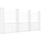 Preview: Gabionenkorb U-Form mit 4 Säulen Eisen 380x20x200 cm