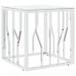 Preview: Couchtisch Silbern 50x50x50 cm Edelstahl und Glas