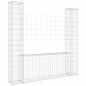 Preview: Gabionenkorb U-Form mit 2 Säulen Eisen 140x20x150 cm