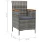 Preview: Garten-Essstühle 2 Stk. Poly Rattan Grau