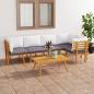 Preview: ARDEBO.de - 6-tlg. Garten-Lounge-Set mit Kissen Massivholz Akazie