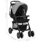 Preview: 3-in-1 Kinderwagen Hellgrau und Schwarz Stahl