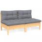 Preview: 2-Sitzer-Gartensofa mit Grauen Kissen Massivholz Kiefer