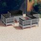 Preview: ARDEBO.de - 9-tlg. Garten-Lounge-Set mit Anthrazit Kissen Kiefernholz