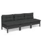 Preview: 3-Sitzer-Gartensofa mit Anthrazit Kissen Massivholz Kiefer