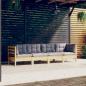 Preview: ARDEBO.de - 4-tlg. Garten-Lounge-Set mit Grauen Kissen Kiefer Massivholz